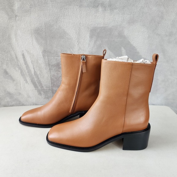 Everlane Shoes - Everlane The City Boots Womens Size 9.5 Saddle Brown Leather Ankle Heel Zip NIB